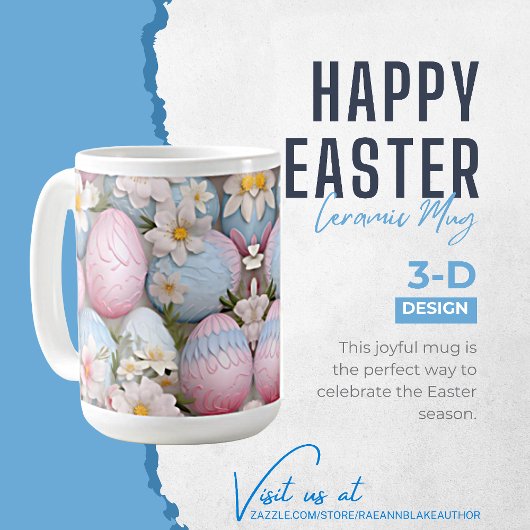 Mug en céramique Pâques Joyeux 3D