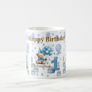 Mug en céramique Teddy Bear Blue Happy 1er anniver