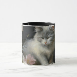 Mug En Compagnie De Fleurs Gris et Blanc Kitten