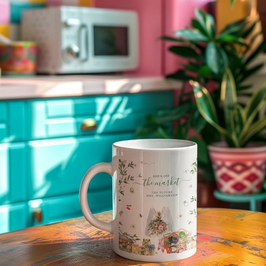 Mug En dehors du marché | Monogramme de la future Mme
