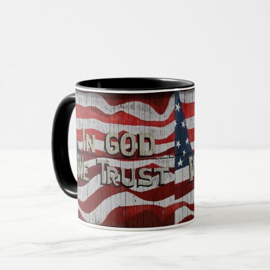 Mug En Dieu, nous faisons confiance à Rustic Barque Am (Devant gauche)