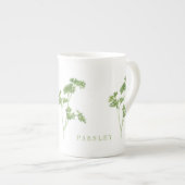 MUG EN FAIENCE FINE AU PERSIL FRAIS (Devant droit)