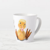 Mug en latte amusant avec un canard heureux - Text (Angle droit)