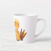 Mug en latte amusant avec un canard heureux - Text (Droite)