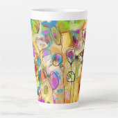 Mug en latte avec fleurs Abstraites (Devant)