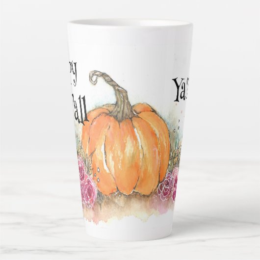 Mug en latte citrouille et fleur (Devant)