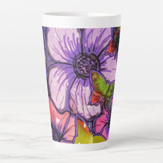 Mug en latte de design floral (Devant)