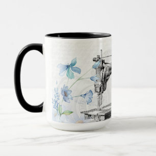 Mug en latte de machine à coudre à vintage