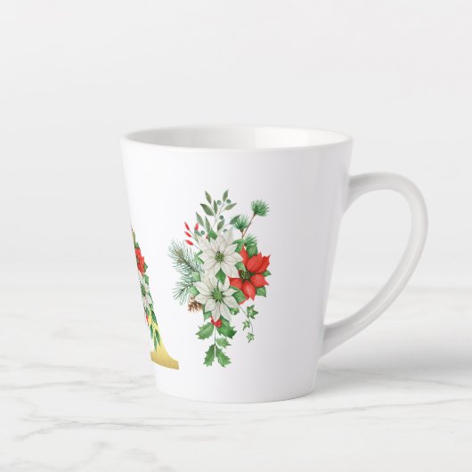 Mug en latte de Noël monogramme - Elégante lettre (Droite)