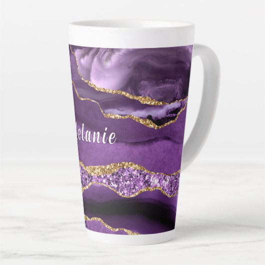 Mug en latte de Parties scintillant d'or violet av (Angle droit)