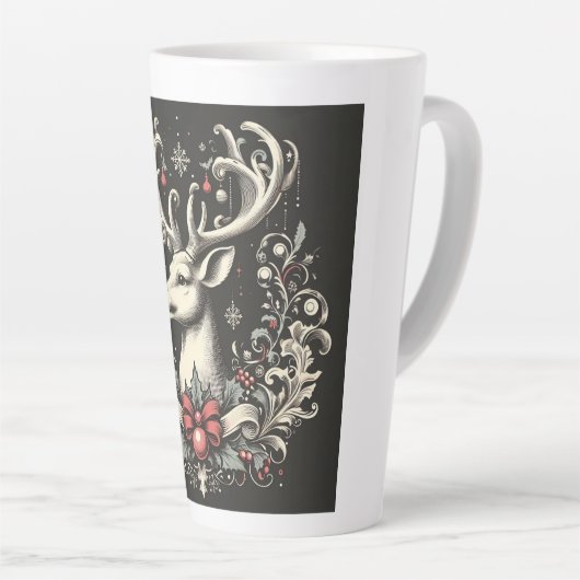 Mug en latte de rennes monochromes (Angle droit)