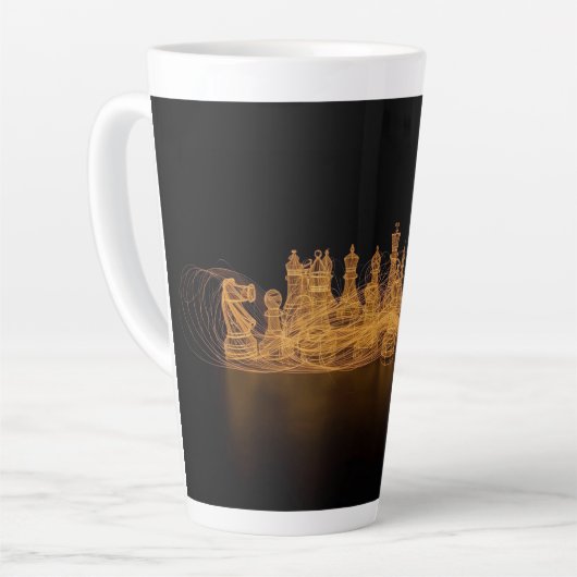 Mug en latte d'échecs éclairé (Angle gauche)