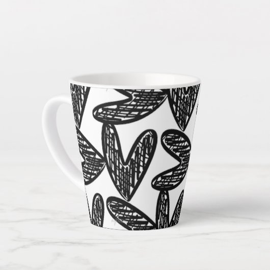 Mug en latte du coeur Abstrait noir (Angle gauche)