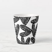 Mug en latte du coeur Abstrait noir (Devant)