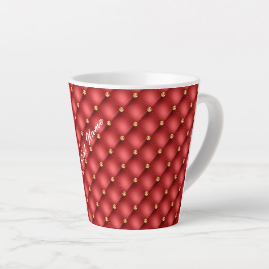 Mug en latte en pierre rouge or avec texte personn (Angle droit)
