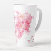 Mug en latte monogramme personnalisé | Floral mode (Angle droit)