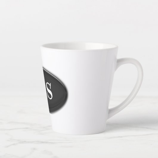 Mug en latte - Ovale noir avec initiales (Droite)