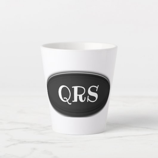 Mug en latte - Ovale noir avec initiales (Devant)