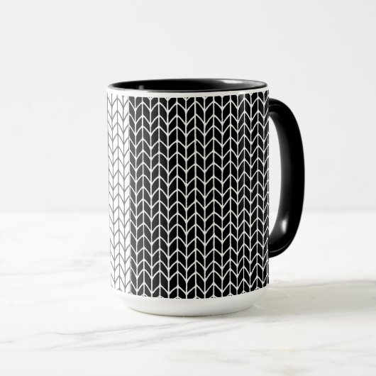 MUG EN MAILLE NOIR & BLANC Combinaison Noir Haut (Devant droit)