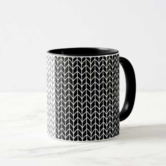 MUG EN MAILLE NOIR & BLANC Combinaison noire (Devant droit)