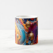 Mug en marbre d'art abstrait fluide luxe or et ble (Centre)