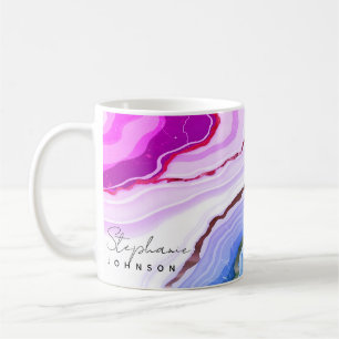 Mug en marbre violet, Mug personnalisé, Nom person