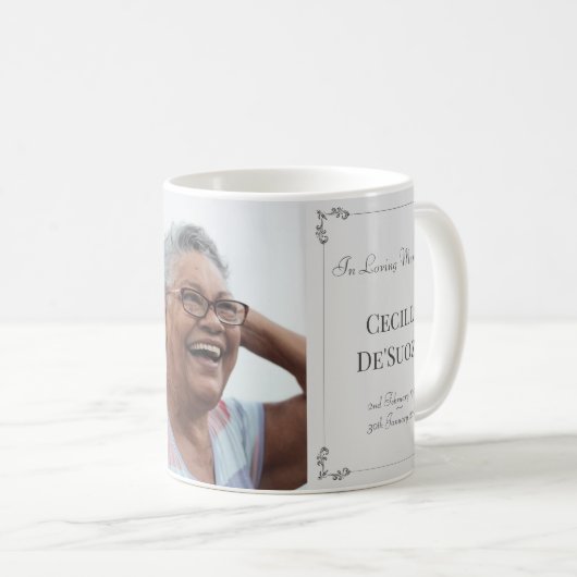 Mug En Mémoire Amoureuse Elégant Hommage Café gris cla (Devant droit)