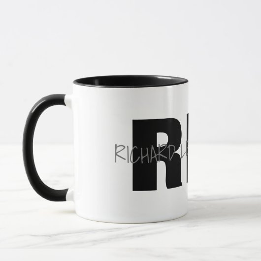 Mug en monogramme noir blanc cool ( nom + initiale (Gauche)