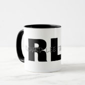Mug en monogramme noir blanc cool ( nom + initiale (Devant gauche)
