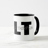 Mug en monogramme noir blanc cool ( nom + initiale (Devant droit)