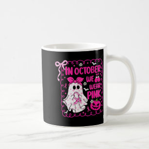 Mug En Octobre Nous Portons Pink Bow Ghost Cancer Du S