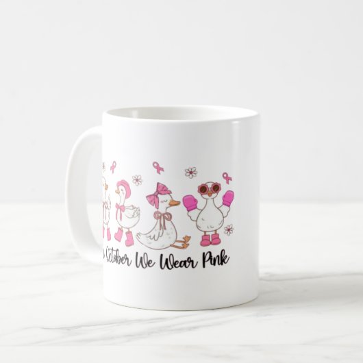 Mug En Octobre Nous Portons Pink Duck Design 🎀 🦆 💗 (Devant gauche)