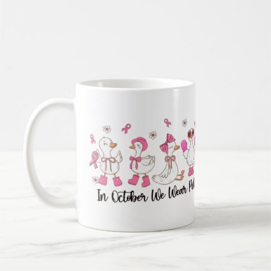 Mug En Octobre Nous Portons Pink Duck Design 🎀 🦆 💗 (Gauche)