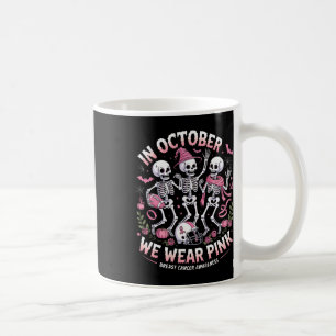 Mug En Octobre Nous Portons Pink Halloween Skeleton Br