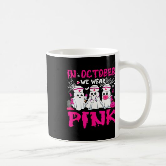 Mug En Octobre Nous Portons Pink Nurse Ghost Halloween (Droite)