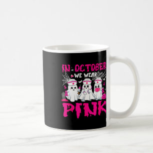 Mug En Octobre Nous Portons Pink Nurse Ghost Halloween
