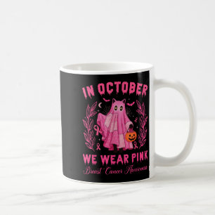 Mug En Octobre, Nous Portons Rose Halloween Chat Noir