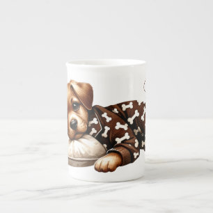 Mug en porcelaine de Chine avec un chiot endormi e