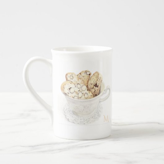 Mug en porcelaine fine BISCOTTI + Initiale (Gauche)