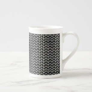 Mug en porcelaine osseuse tricot noir blanc