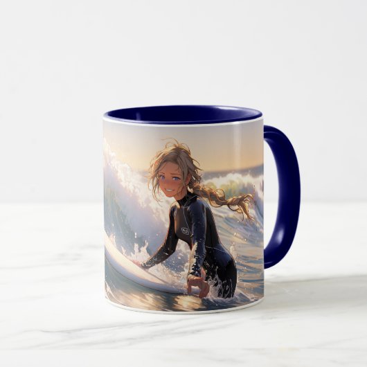 Mug En route pour attraper une vague (Devant droit)