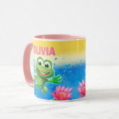 Mug En sautant la grenouille party le rose combiné (Devant gauche)