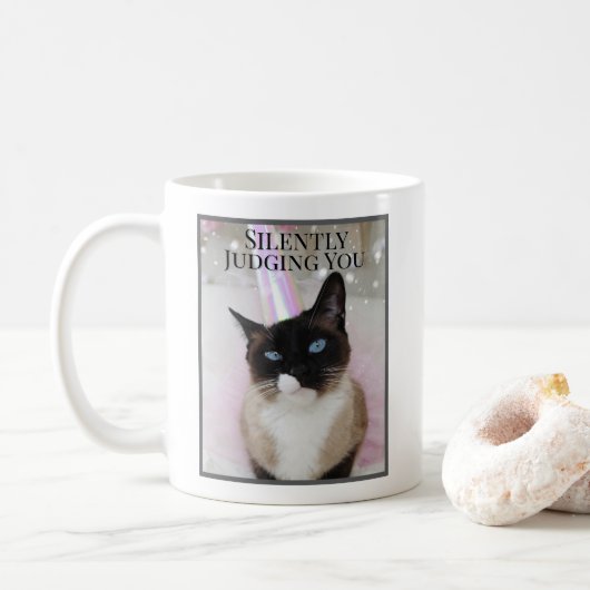 Mug En Silence Vous Jugeant Cute Chat En Tutu Rose (Avec donut)