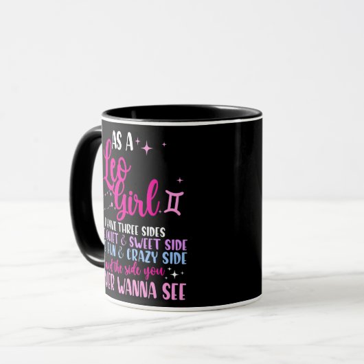 Mug En Tant Que Fille Leo J'Ai Trois Côtés Astrologie  (Devant gauche)