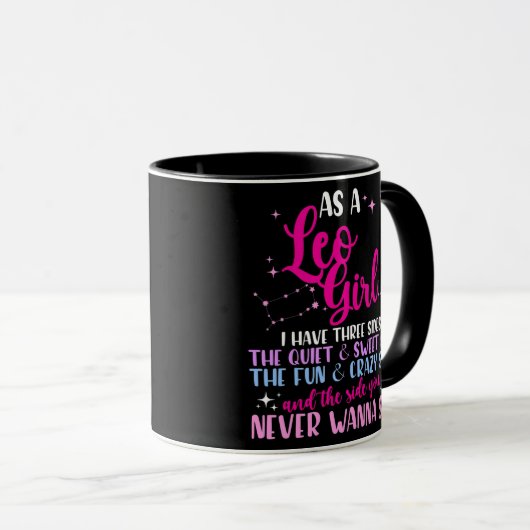 Mug En Tant Que Fille Leo J'Ai Trois Côtés Astrologie  (Devant droit)
