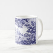 Mug en toile bleue - Décor champêtre français (Devant droit)