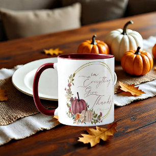 Mug En tout, rendez grâce citrouilles pastel et or
