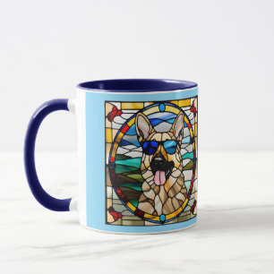 Mug en verre coloré drôle de Berger Allemand
