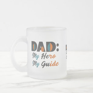 Mug en verre dépoli 10 oz - "Papa : Mon héros, mon