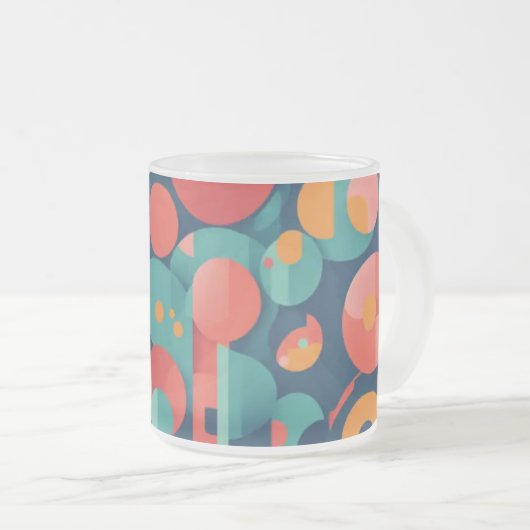 Mug en verre dépoli 10 oz - Tapis géométrique mini (Devant droit)